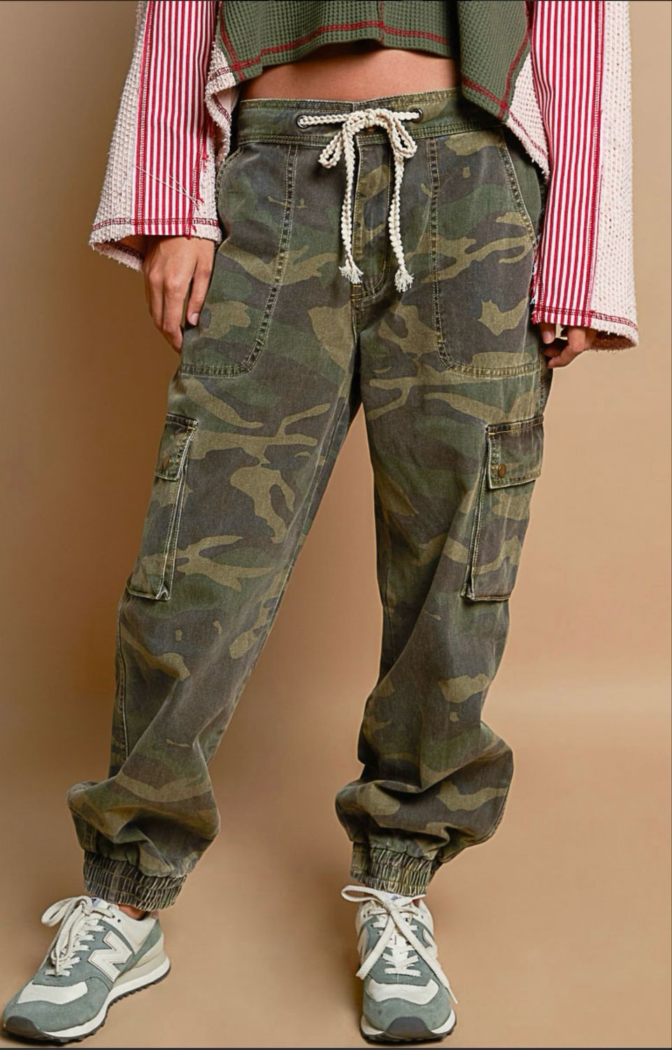 POL SMP491 Camo Twill Jogger-Olive