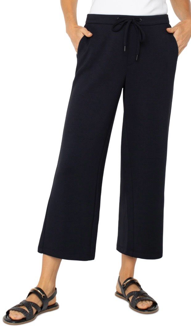 Liverpool LM4582C9 Pull On Wide Leg Crop-Black