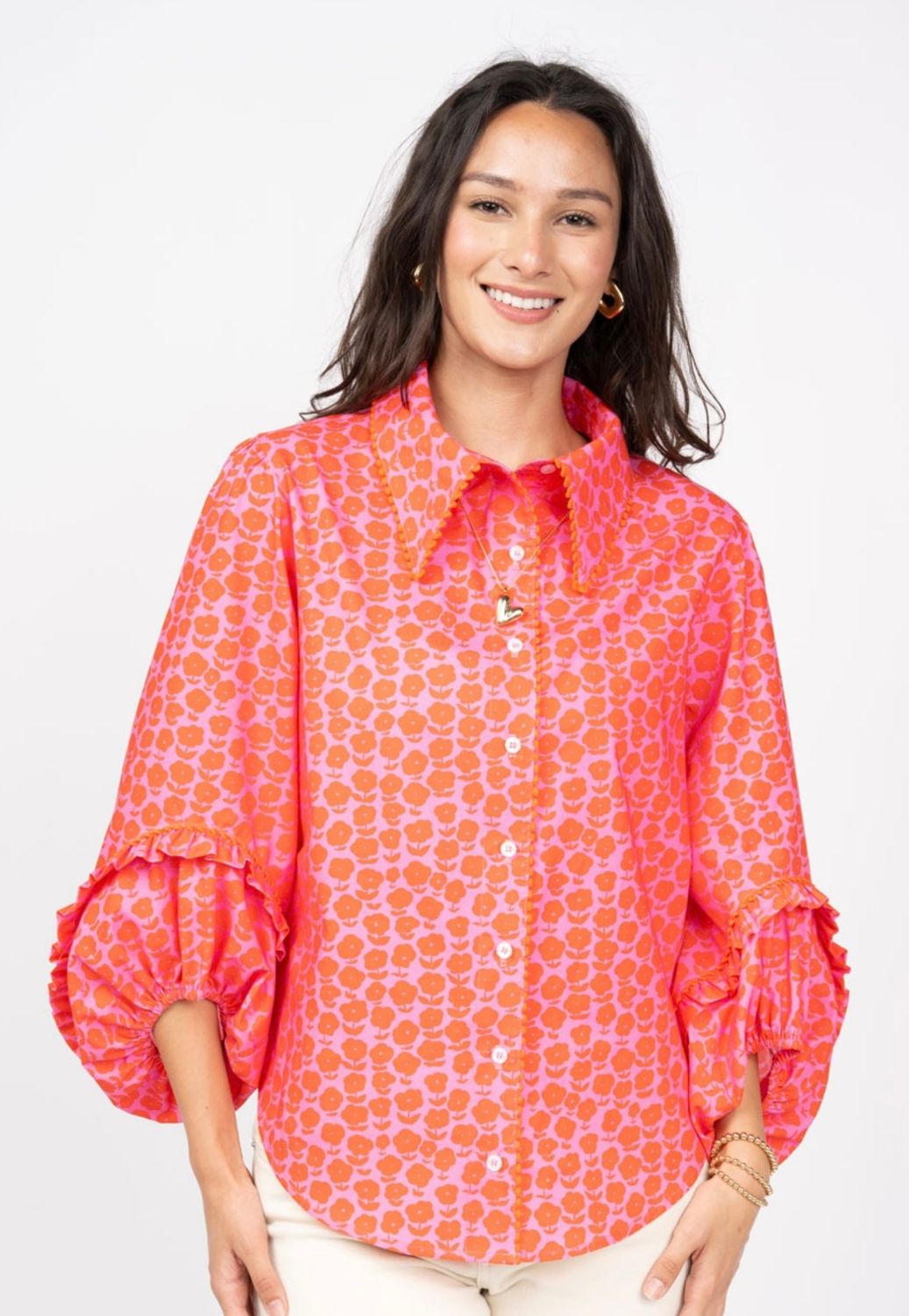 Ivy Jane 641470 Puffy Daisy Top-Hot Pink