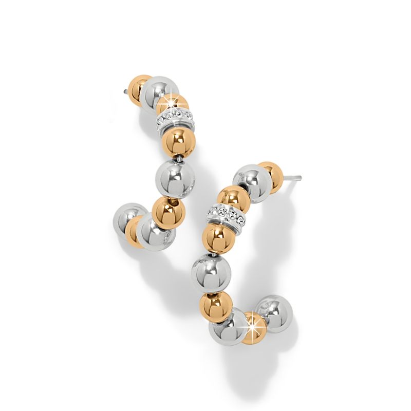 Brighton JA0248 Meridian Petite Station Hoop Earrings-Silver/Gold