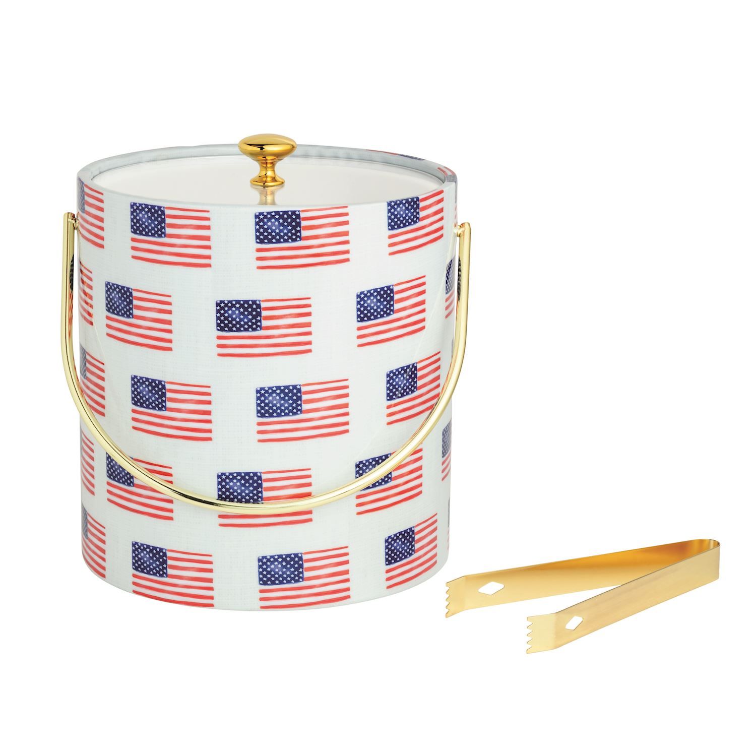 MudPie 42180024 American Flag Ice Bucket Set