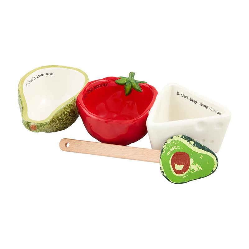 MudPie 41860041 Salsa, Guac &amp; Queso Tidbit Set