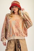 Easel ET71868 Patchwork Print Terry Pullover