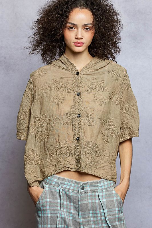 POL SMC194 Embroidered Hooded Top-One Size