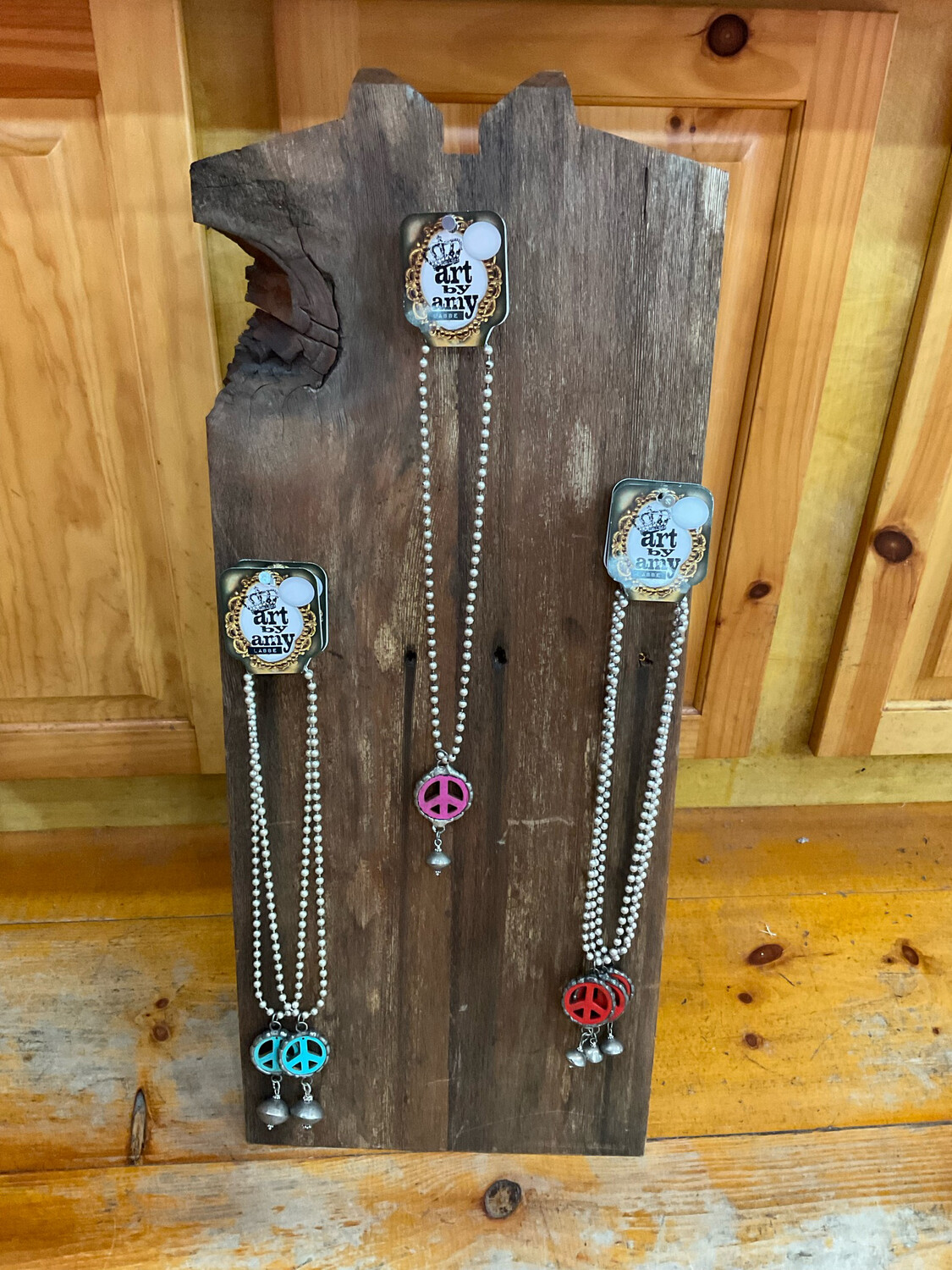 Art By Amy Peace Sign Beaded Necklace 