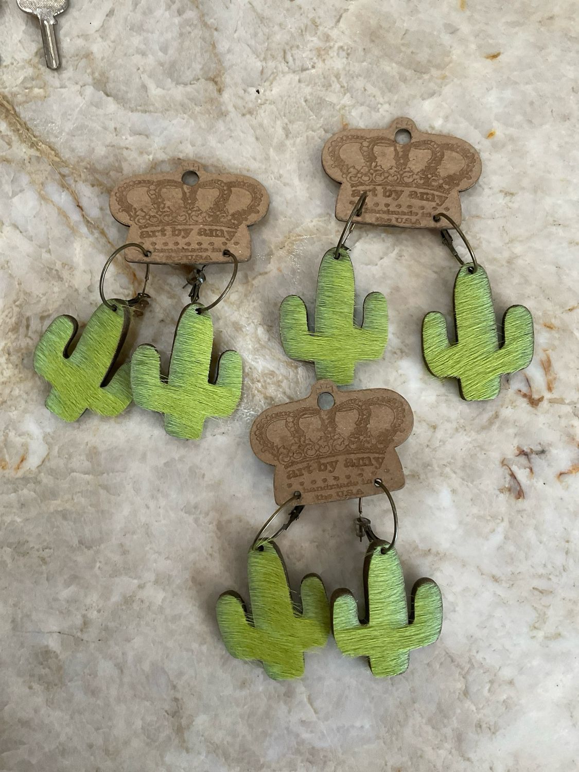 Art By Amy  Cactus Hoop Earrings 