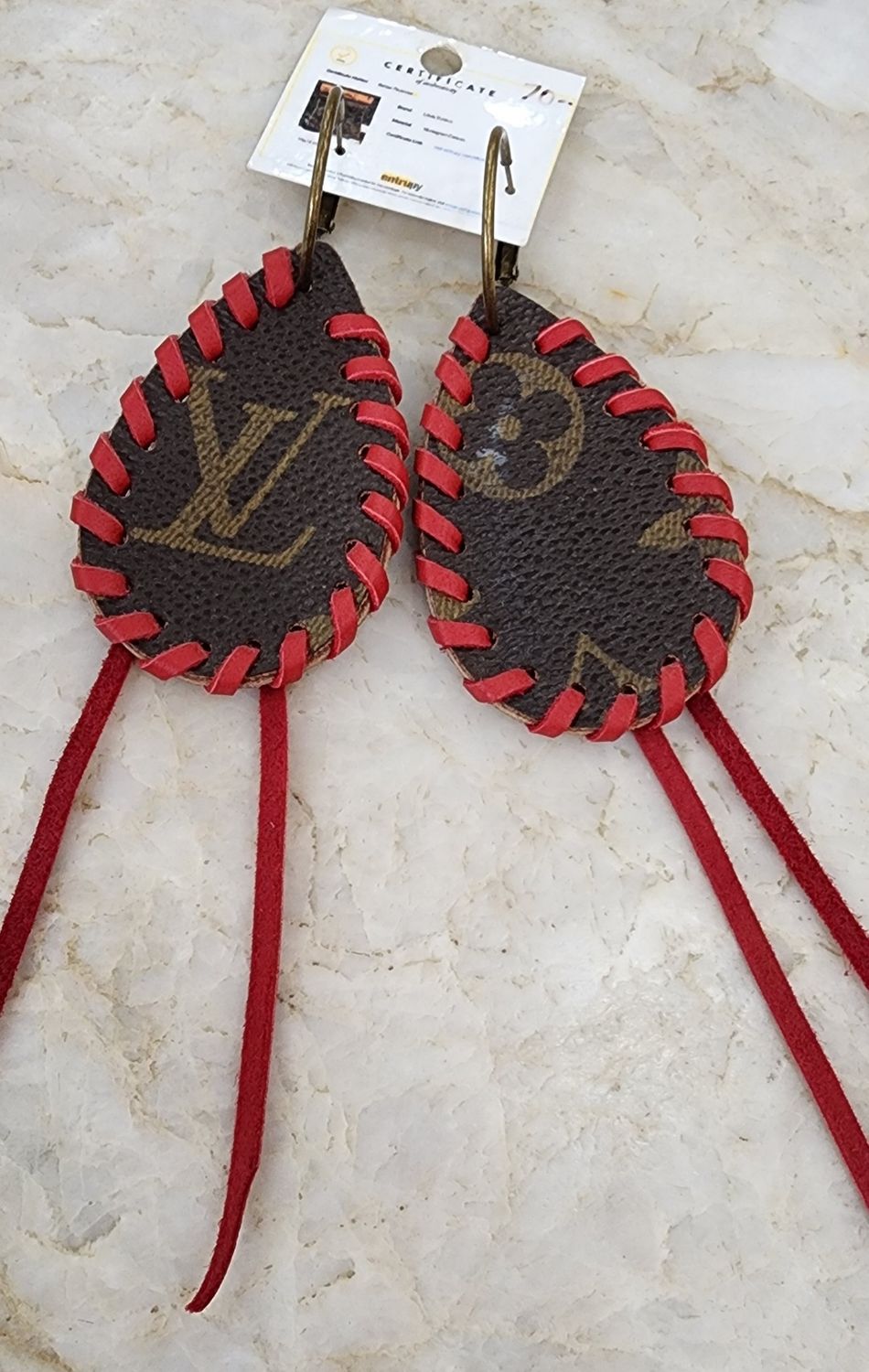 Sandra Ling LV Earrings Teardrop Whip Stitch