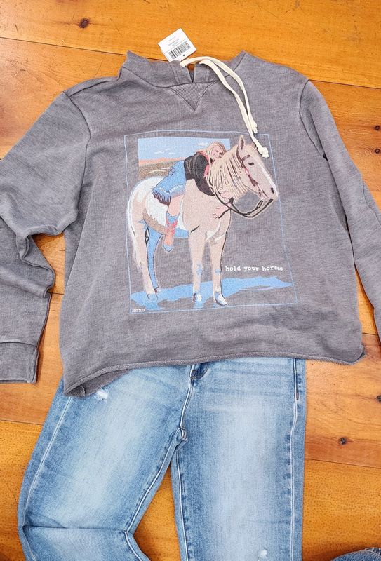 XOXO Hold Your Horses LS Hooded Sweatshirt 