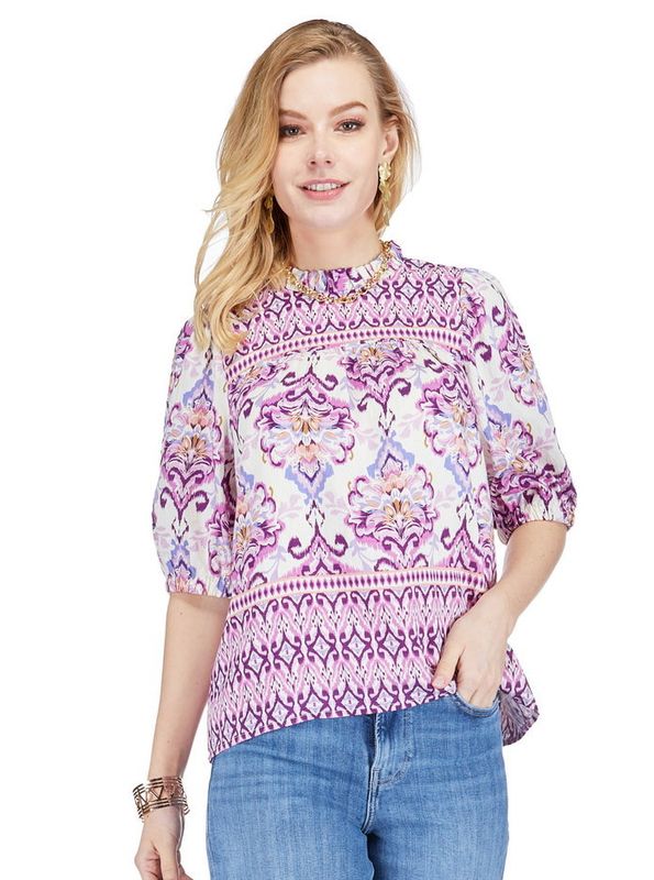 Joy Joy 73F7461 Yoke top-Purple Iris Border