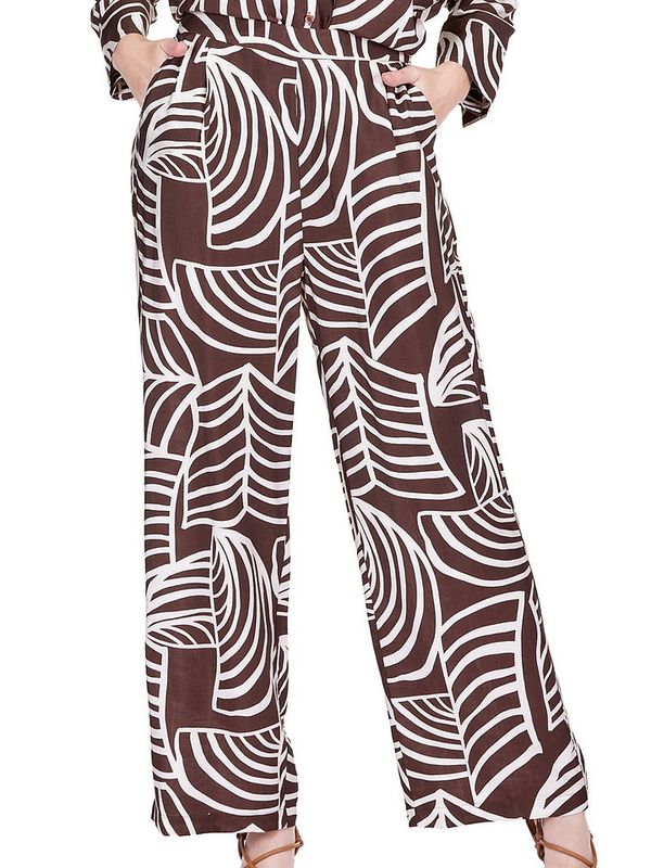 Jade 74H9991 Wide Leg Pleated Pant-Brown Ferns