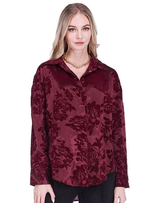 Joy Joy 75K7615 Over Size Blouse-Wine
