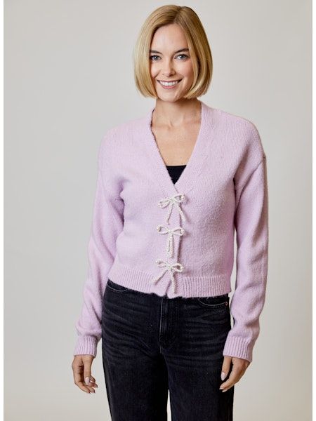 Design History BRS1212037 Cardigan w/bows Lavender