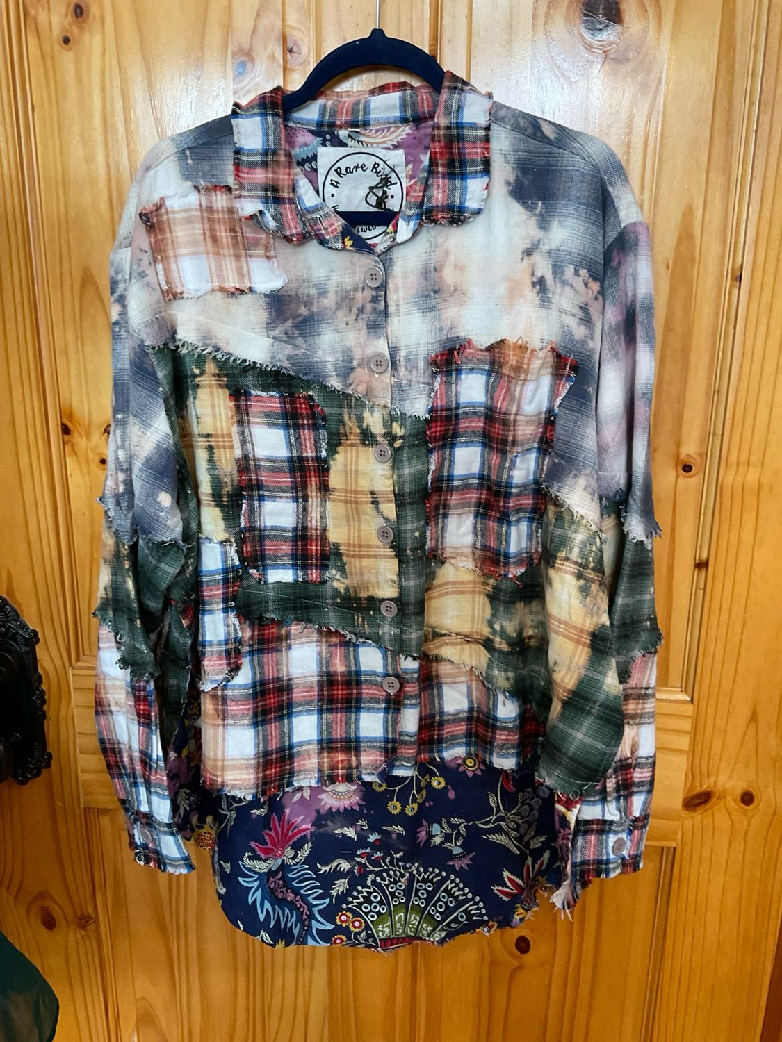 A Rare Bird Blue Plaid Flannel Reversible Shacket-Oversized One Size