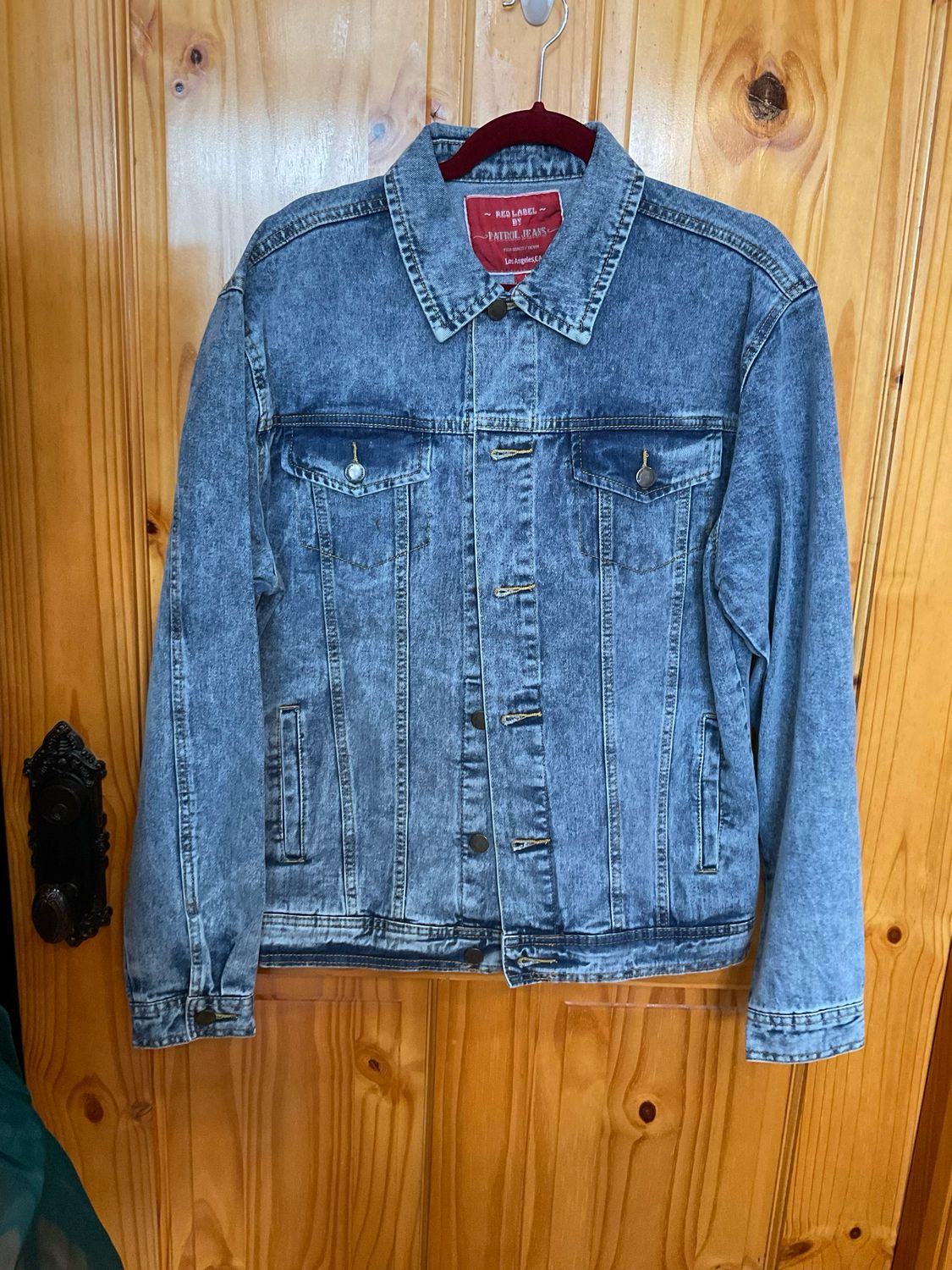 Leather &amp; Lace Denim Jacket W/Indian On Back 