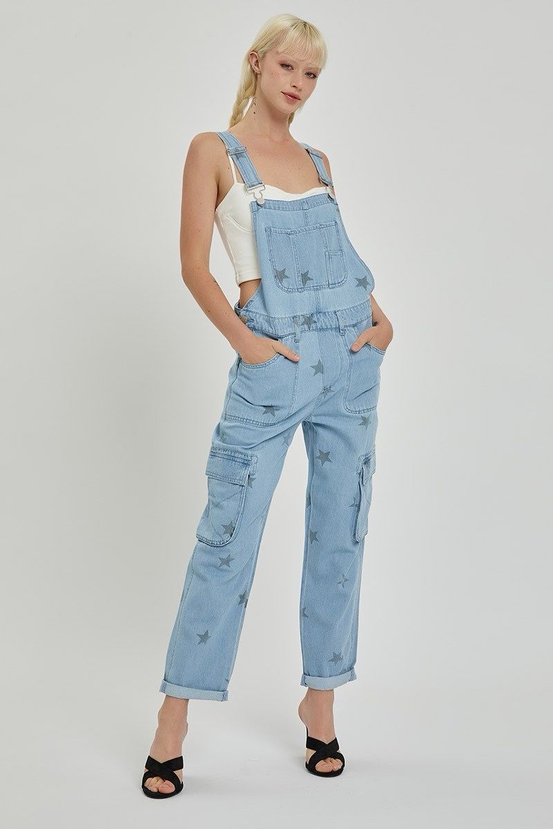 Risen RDP5494 Star Printed Cargo Overalls
