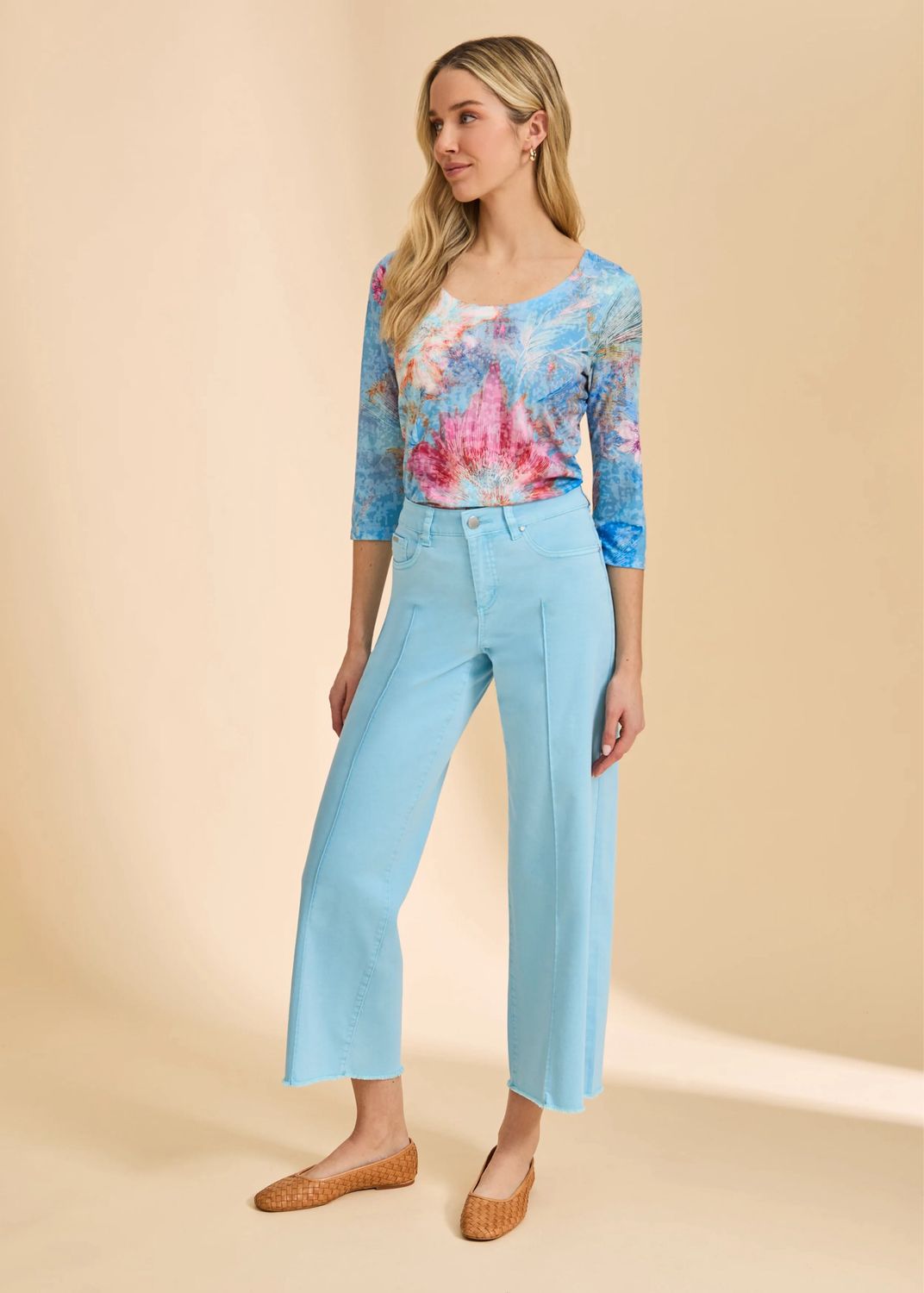 FDJ 2201511 Olivia Wide Leg Pintuck-PacificBlue