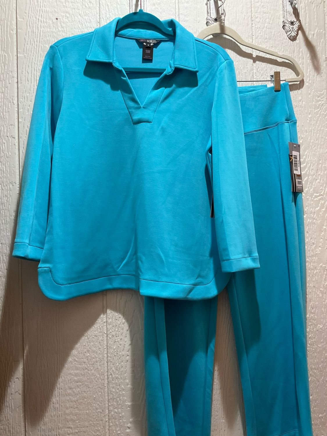 Slimsation M16723TM 3/4 SLV Collar V-Neck-Turquois