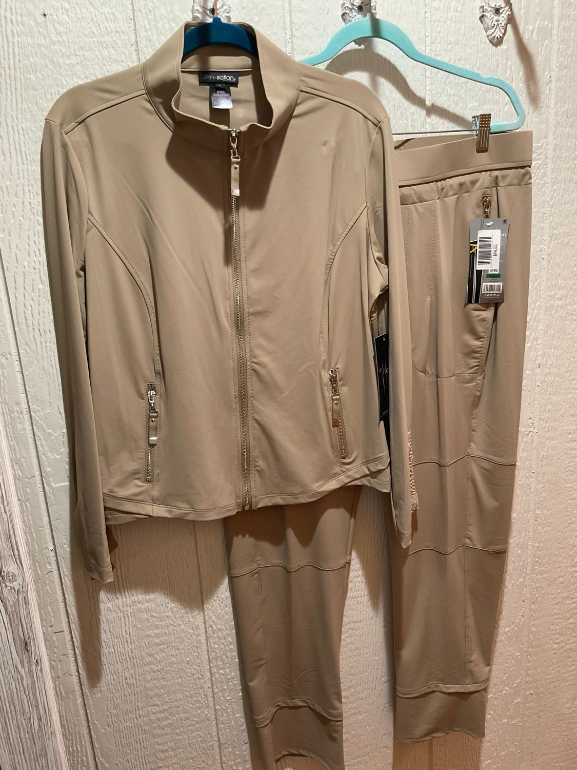 Slimsation M16720JM Drawstring Zip Jacket-Taupe