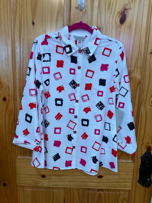 Multiples M16606BM 3/4 Sleeve Button Front Shirt