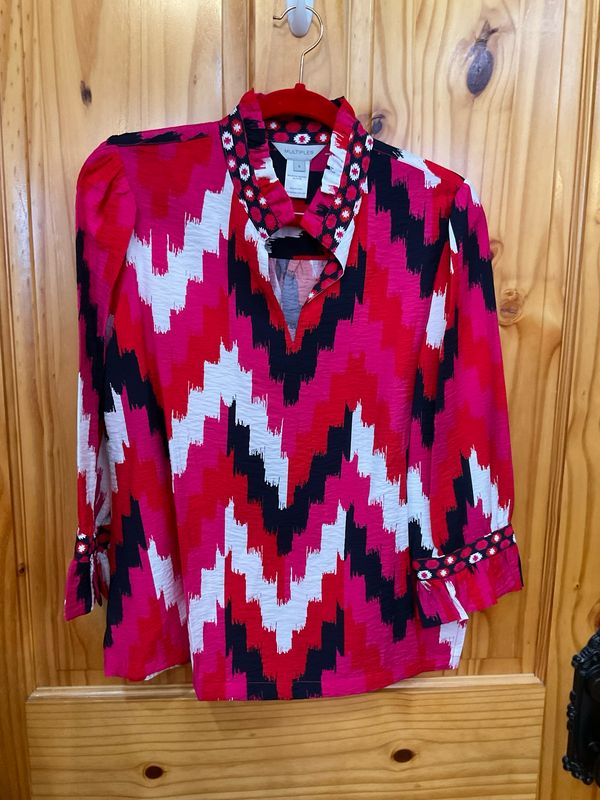 Multiples M16602TM Flounce Slv Ruffle Collar Top