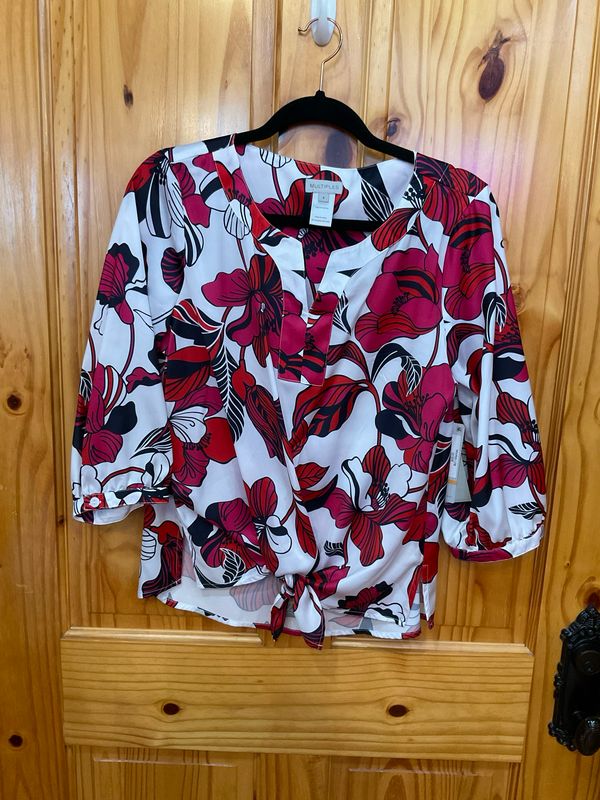 Multiples M16607TM Puff Slv Tie Front Waist