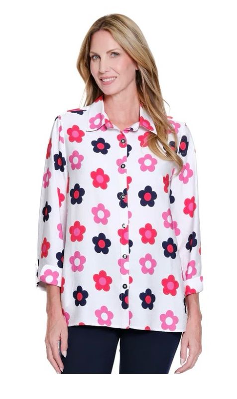 Multiples M16112BM  3/4 Slv Button Front Shirt