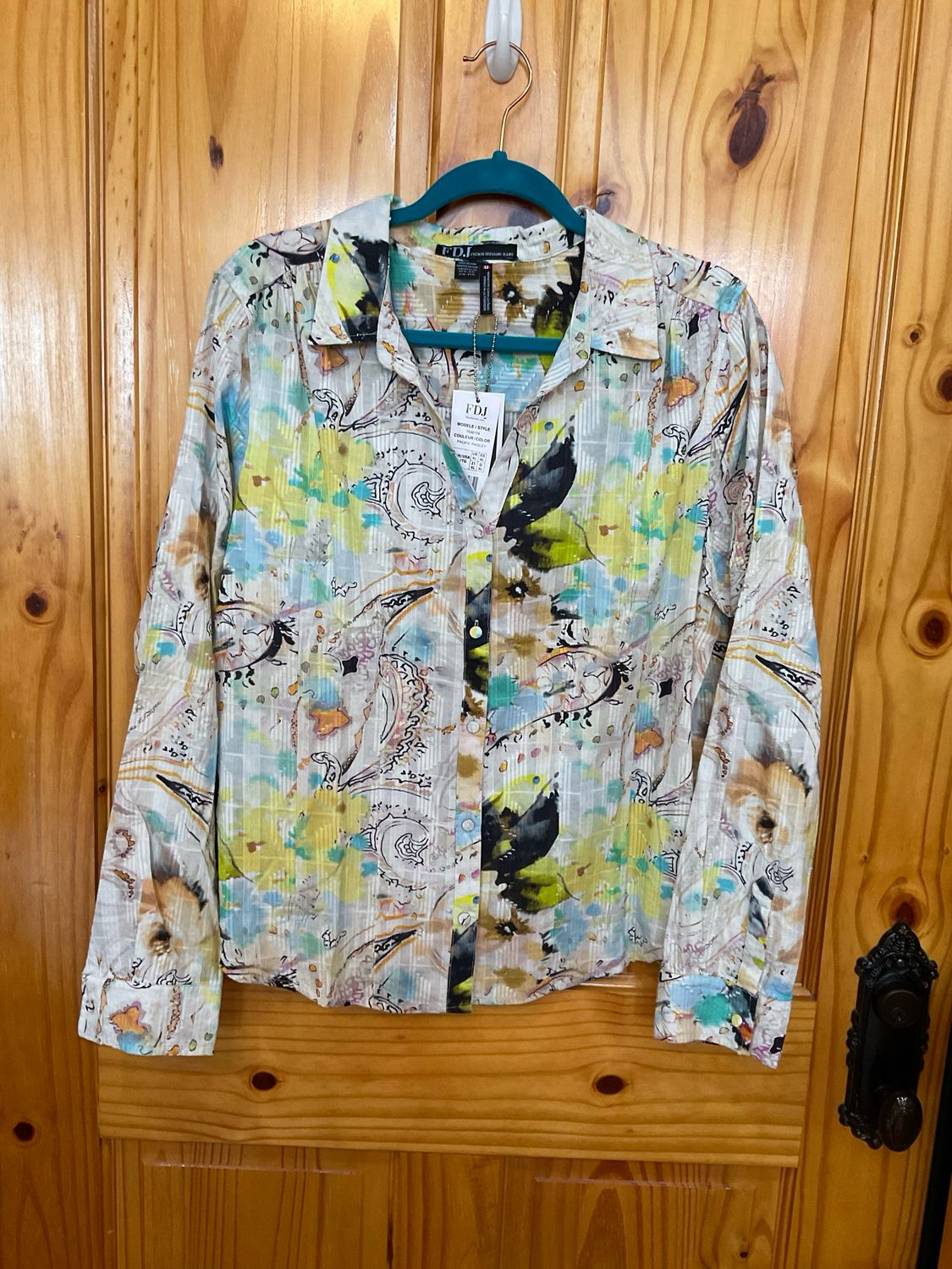 FDJ 7548174 LS Split Neck Shirt-Pacific Paisley