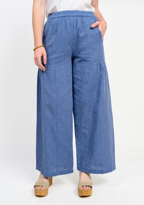 Ivy Jane 240041 Wide Leg Stripe Pant-Blue