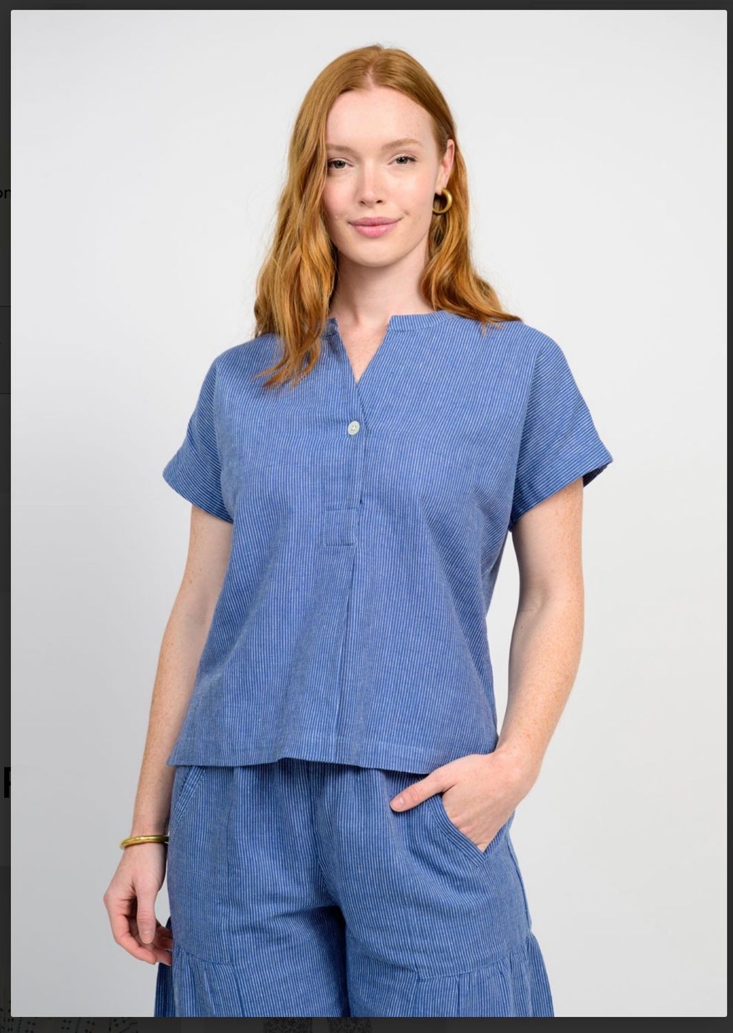 Ivy Jane 641497 Popover Stripe Top-Blue