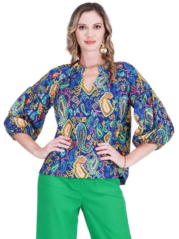 Jade 76A3920 Trimmed Peasant Top-PixelPaisley