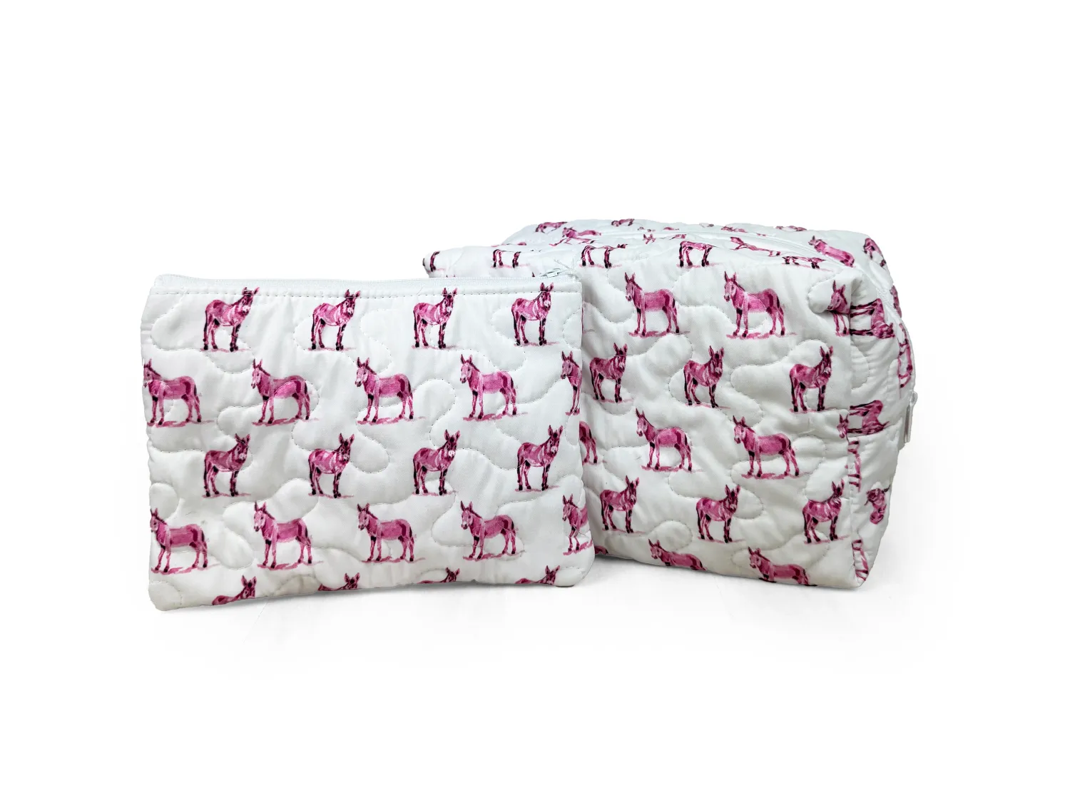 Ida Mae Home Donkey Icon Fuchsia Quilted Large Makeup Bag