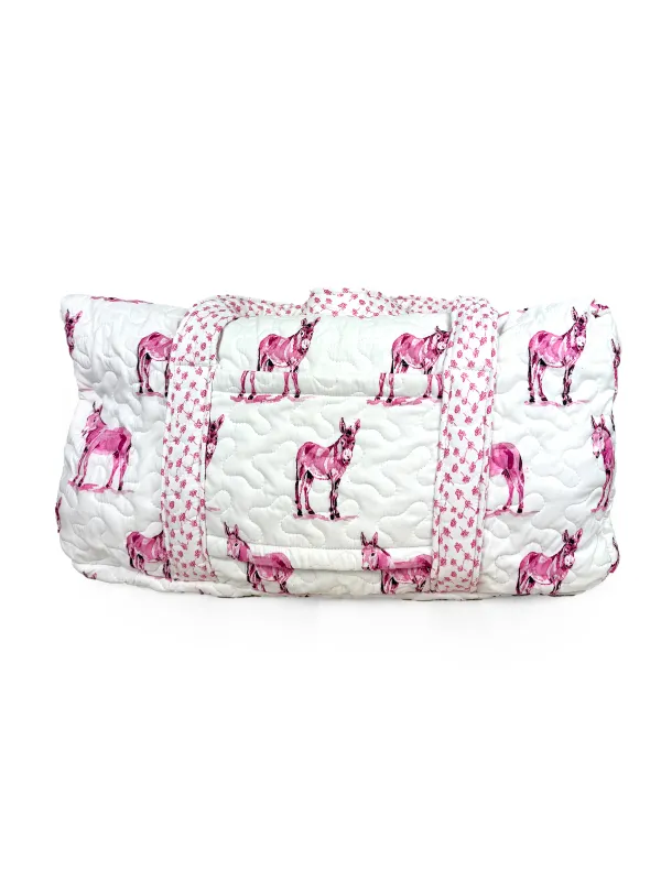 Ida Mae Home Donkey Icon Fuchsia Quilted Duffle Bag