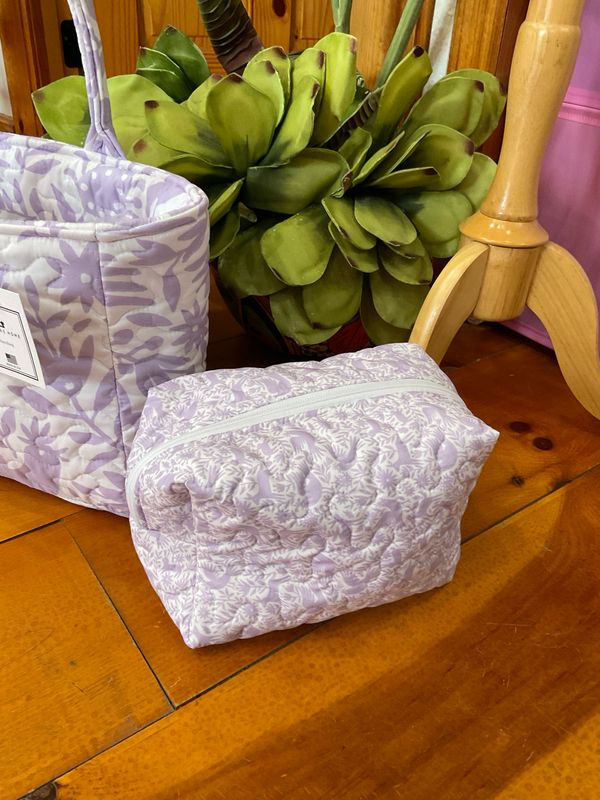 Ida Mae Home Piper Otomi Lilac Quilted Large Makeup Bag 