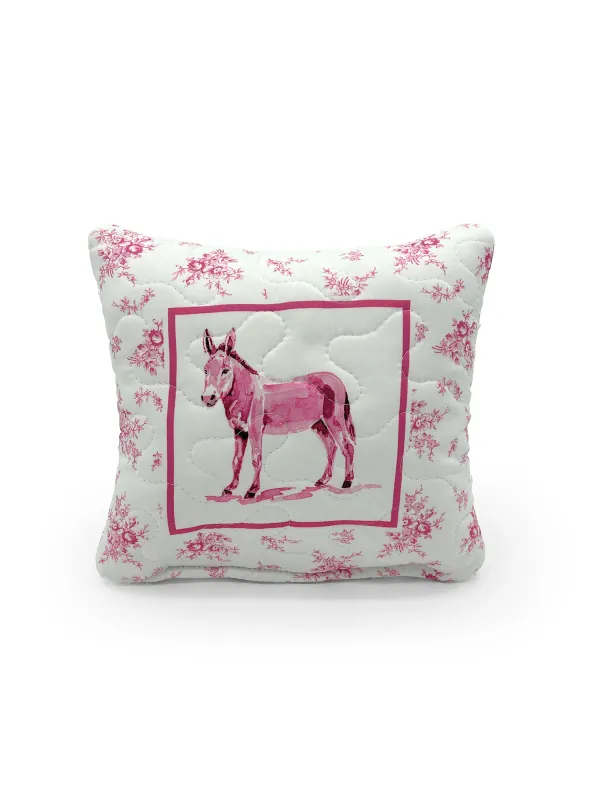 Ida Mae Home Framed Donkey Fuchsia 8x8 Quilted Pillow