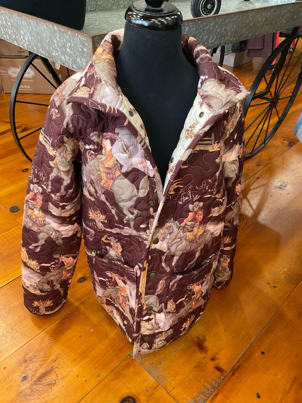 Ida Mae Home Birdie Maroon Quilted Snap Jacket