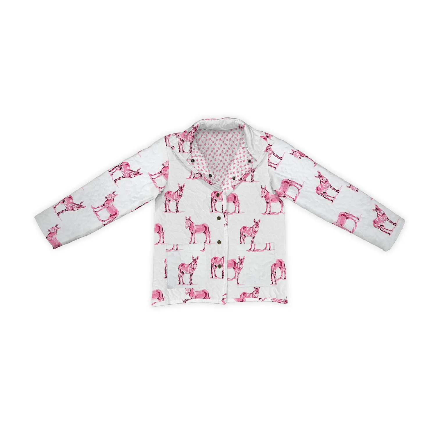 Ida Mae Home Donkey Icon Fuchsia Quilt Snap Jacket