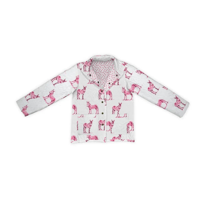 Ida Mae Home Donkey Icon Fuchsia Quilt Snap Jacket