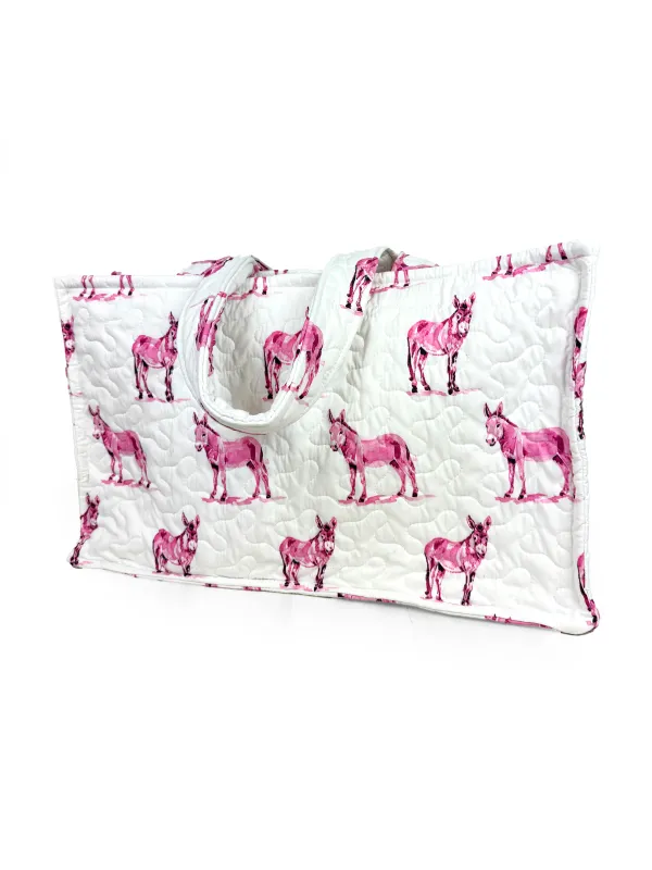 Ida Mae Home Donkey Icon Fuchsia Quilted Tote Bag