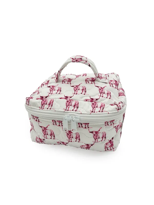 Ida Mae Home Donkey Icon Fuchsia Quilted Travel Case
