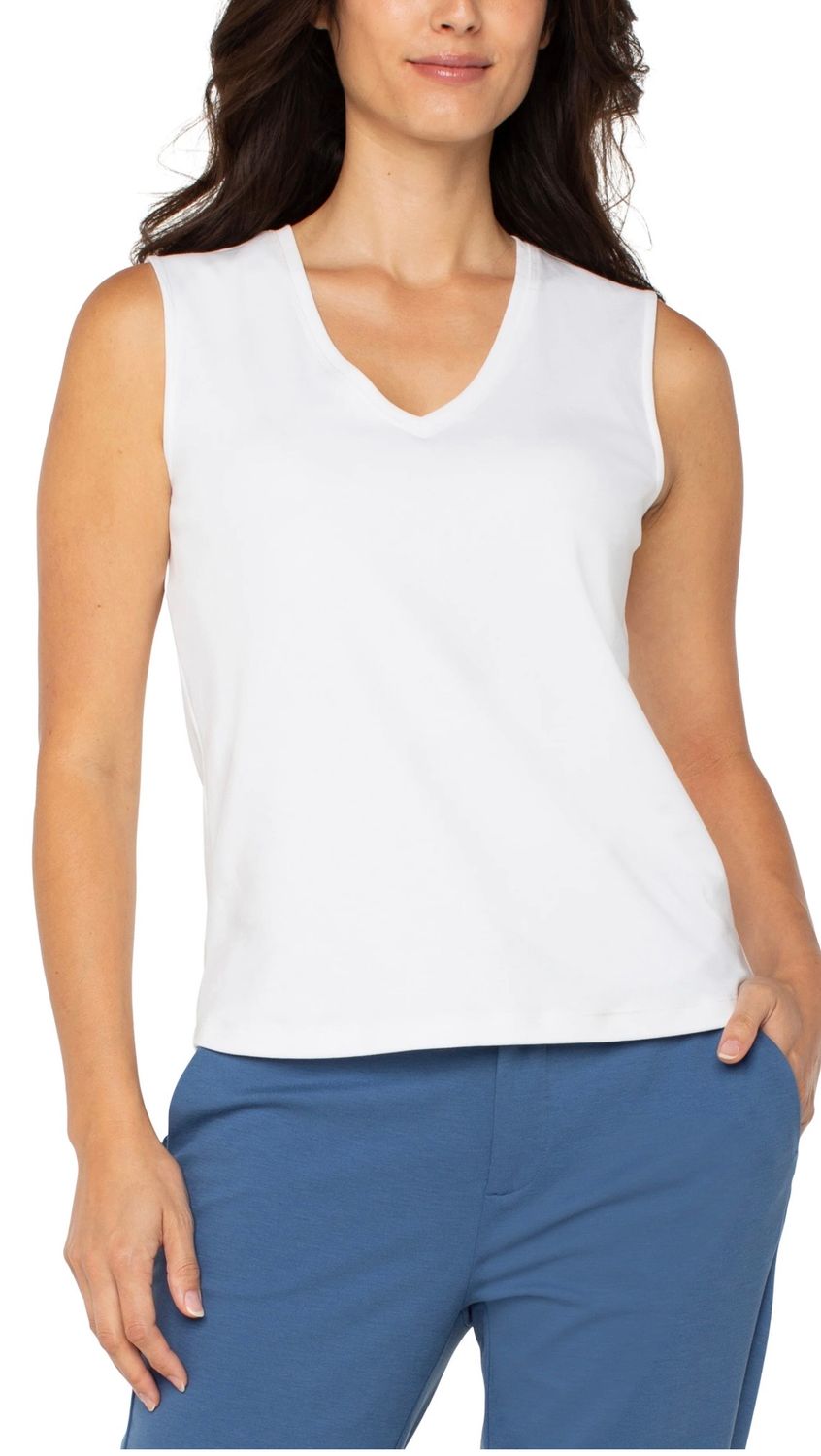Liverpool LM8H35K99 Sleeveless VNeck-White