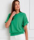Karen Kane 1L47908 RibbedCuffSLV top-Kelly Green