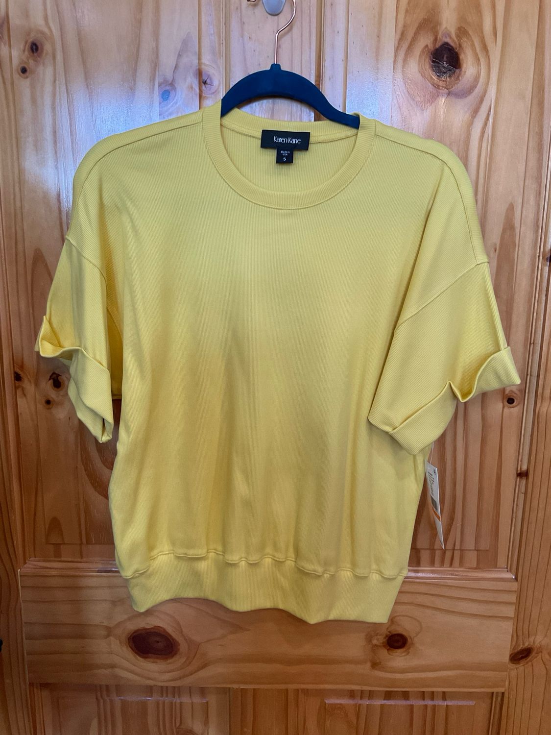 Karen Kane 1L47908 RibbedCuffSLV top-Lemon