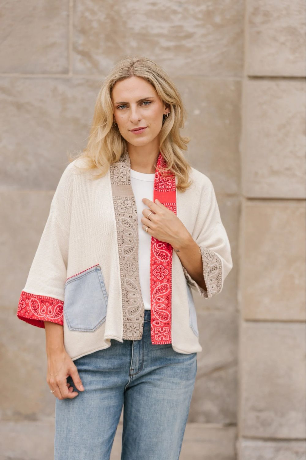 Shannon Passero 5771 Bandana Cardigan-Cream O/S