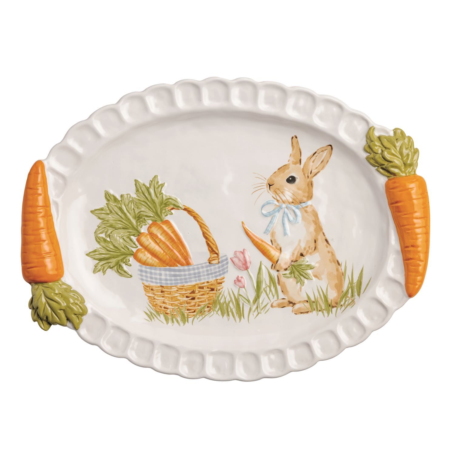 MudPie 40700884 Easter Carrot Handle Platter