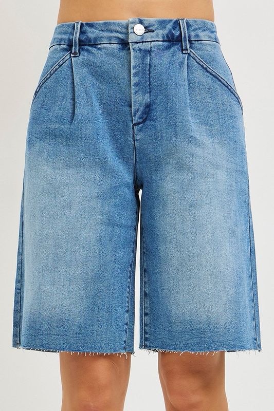 Risen RDS6564 Slouchy Pleated Jorts-Med