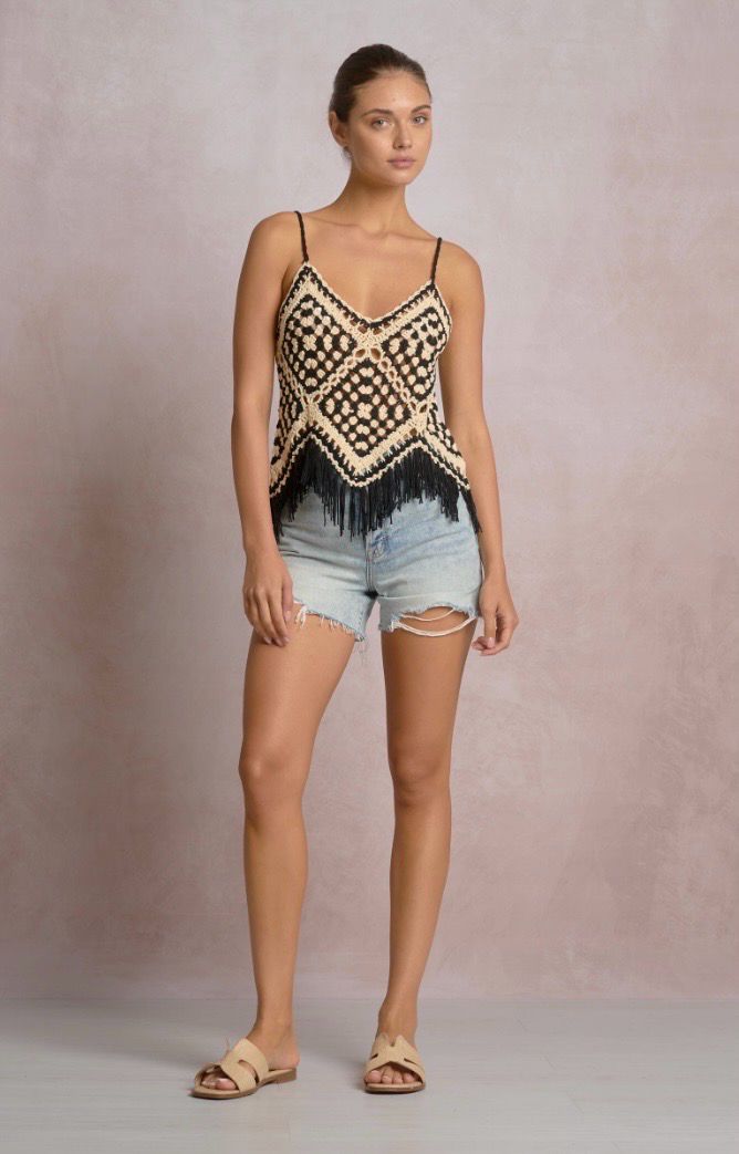 Elan CA11147 Fringe Tank-B&amp;W