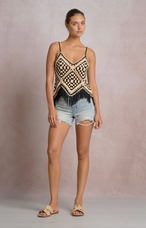 Elan CA11147 Fringe Tank-B&amp;W