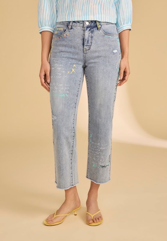 FDJ 2203779 Girlfriend Crop-Painted/Med.Blue