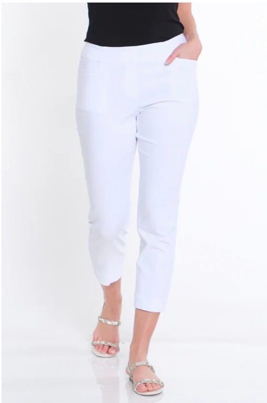 Slimsation M12713PM Pull-on Crop Real pocket-white