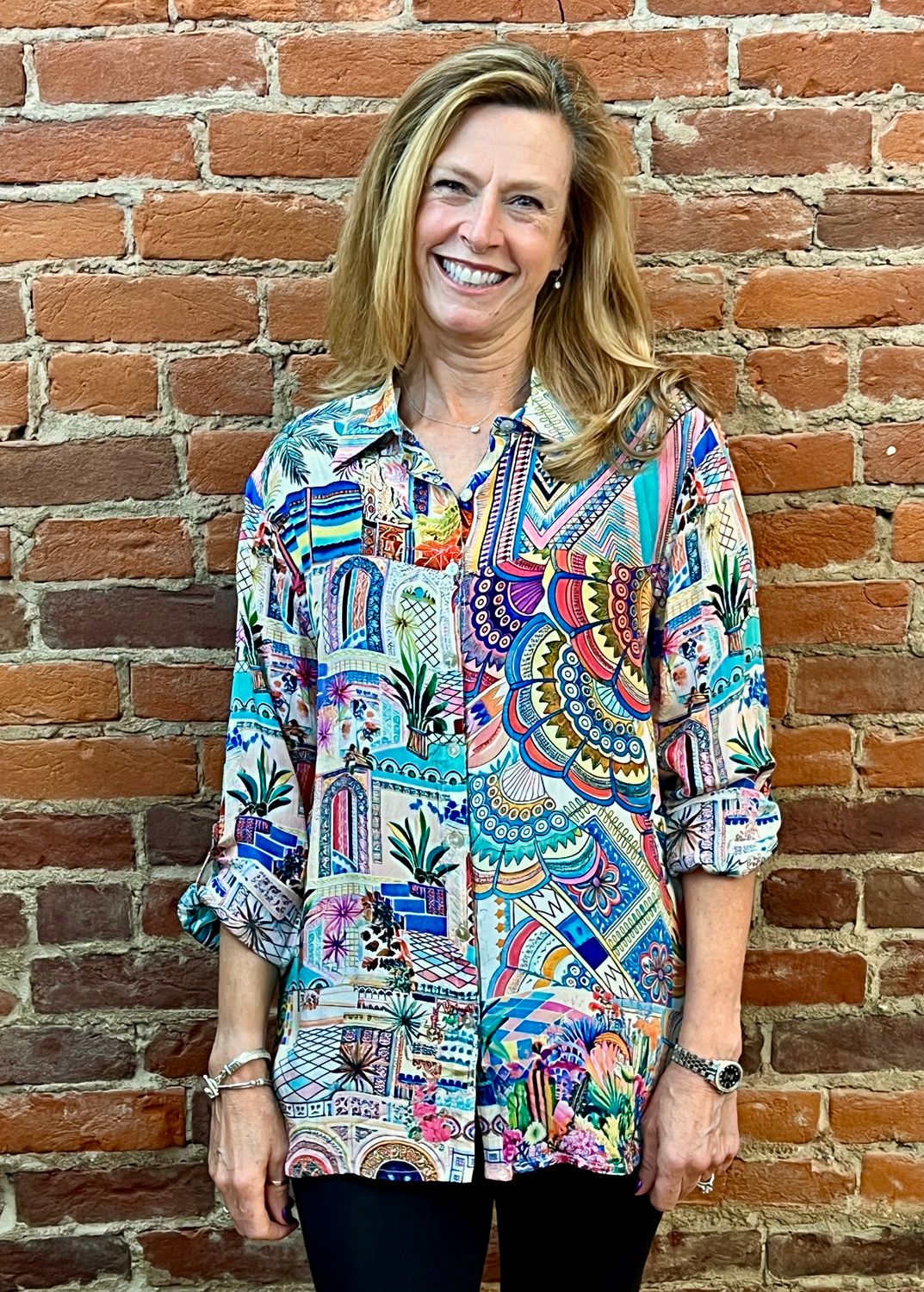 Shana 26408 Silk Viscose Button Down-White